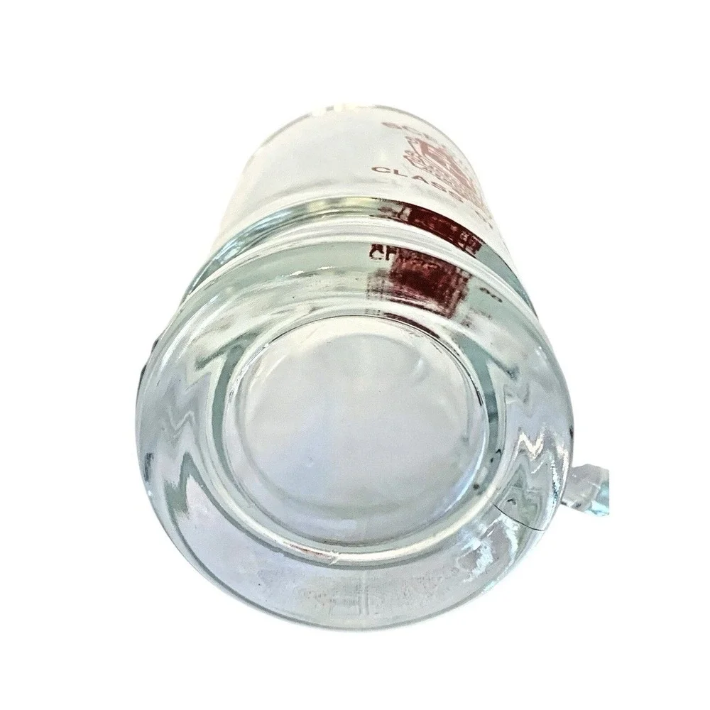 Scecina Memorial Beer Mug‎ Class of '90 Vintage Glass Stein Clear Red Graphic